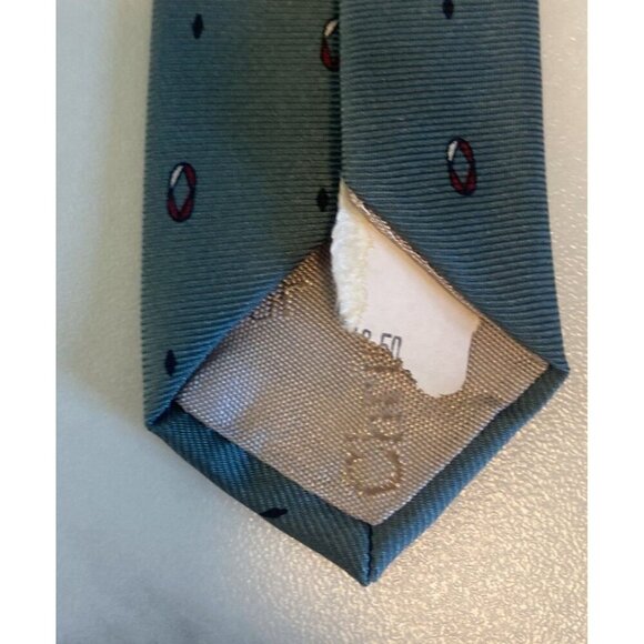 Christian Dior 1990's Vintage All Silk Paris New York Tie Green Geometric New - Picture 8 of 10
